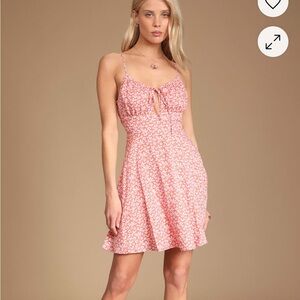 Lulus floral print tie back mini dress M ‘Total Dream’